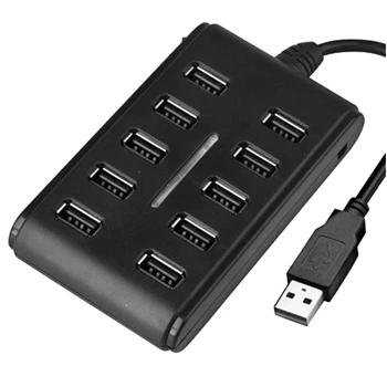 

SOONHUA 10 Ports Hub USB 2.0 High Speed Adapter Extension Cable USB Hub Plug And Play Laptop USB 2.0 Hubs DC 5V 2A Dropshipping
