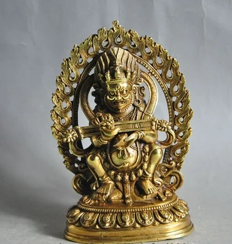 

yan xiuli 004097 chinese tibetan buddhism fane bronze copper gilt Mahakala god buddha statue