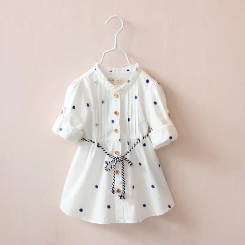 

Girls Spring And Autumn Dress INS Childrenswear 2019 Children Long Sleeve Cotton Embroidered Big Boy White Dress