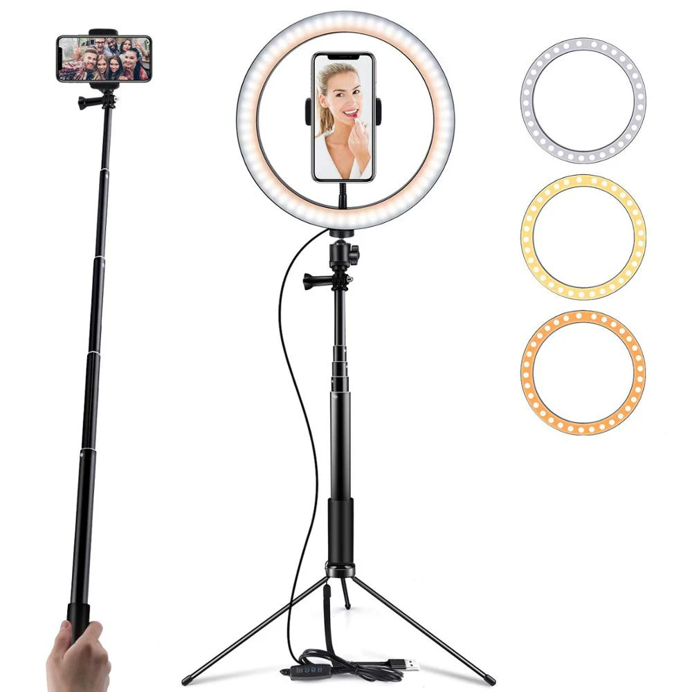 

6/10 Inch Ring Lamp With Stand Youtube Video Live Makeups With Stand Bluetooth 3500-5500k Dimmable LED Ring Light With Tripod