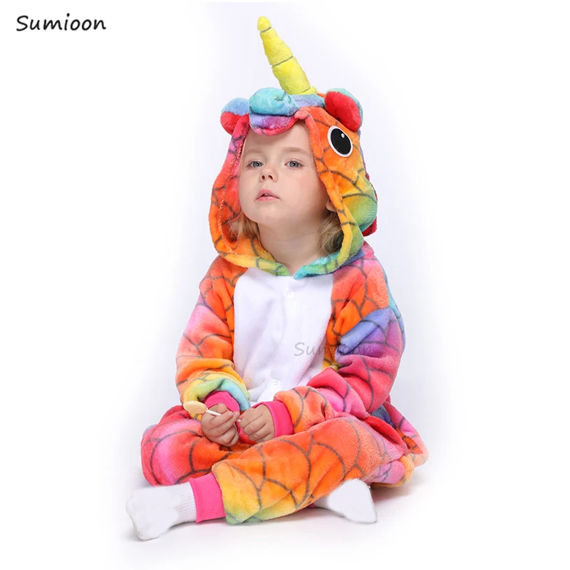 Children Rabbit Pajamas Boy Girl Cartoon Animal Cosplay Pyjama Onesie Kids Kigurumi Unicorn Sleepwear Hoodie Costume Jumspuit