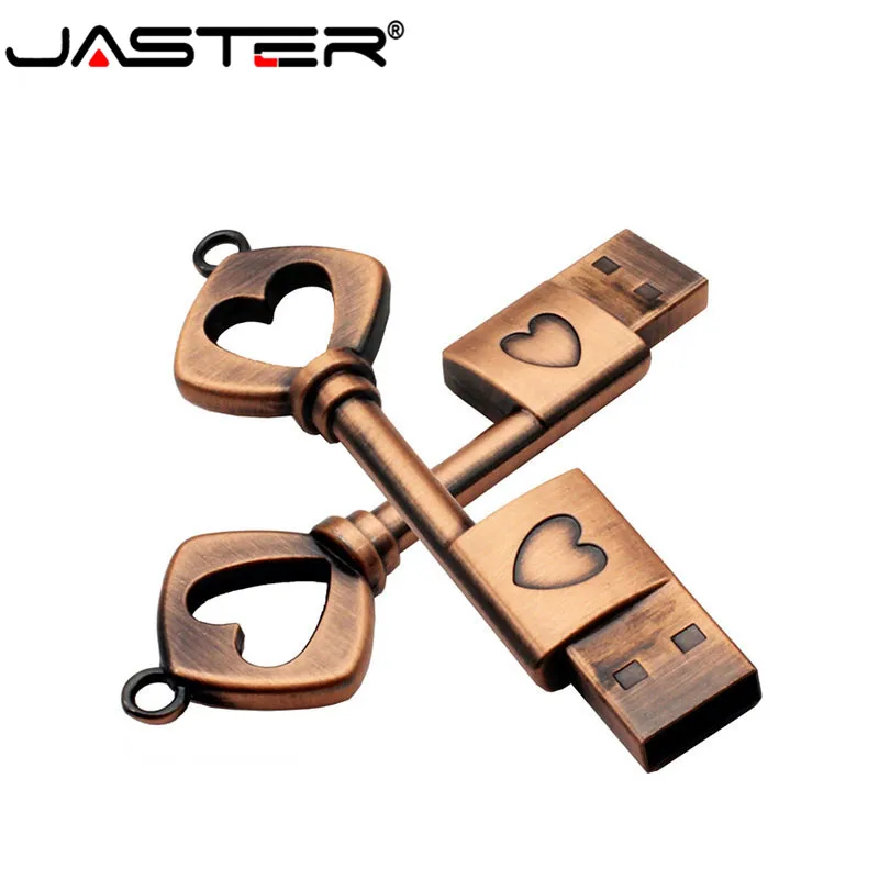JASTER винтажный медный ключ USB 2 0 привод 4 ГБ/8 ГБ/USB/16 ГБ/32 ГБ фото Память Диск