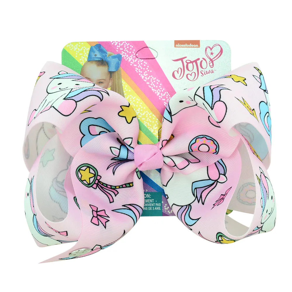 JOJO Siwa Единорог цветные банты для волос с клипсой аксессуары девочек 1 шт. 8 дюймов |