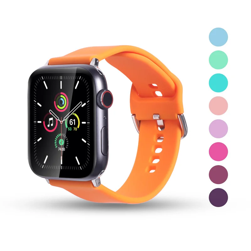 

Band for Apple Watch 6 SE 5 4 3 2 1 Silicone Strap 44mm 42mm 40mm 38mm Bracelet Replacement Sports Watch Band for iwatch Series