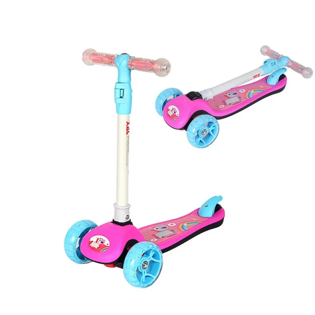 LazyChild Scooter Children 2 To 12 Years Old Baby Step Car Foldable Flash Roller Skating Block 4