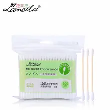 200 шт./пакет натурального хлопка тампоны двойной головкой деревянные палочки для носа, чистка ушей Косметика медицинских ватных палочек