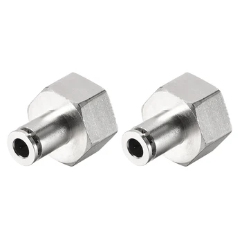 

uxcell 2Pcs Push to Connect Tube Fittings 6mm Tube OD x 1/2 PT Female Silver Tone for Polyurethane or Nylon Tubing etc