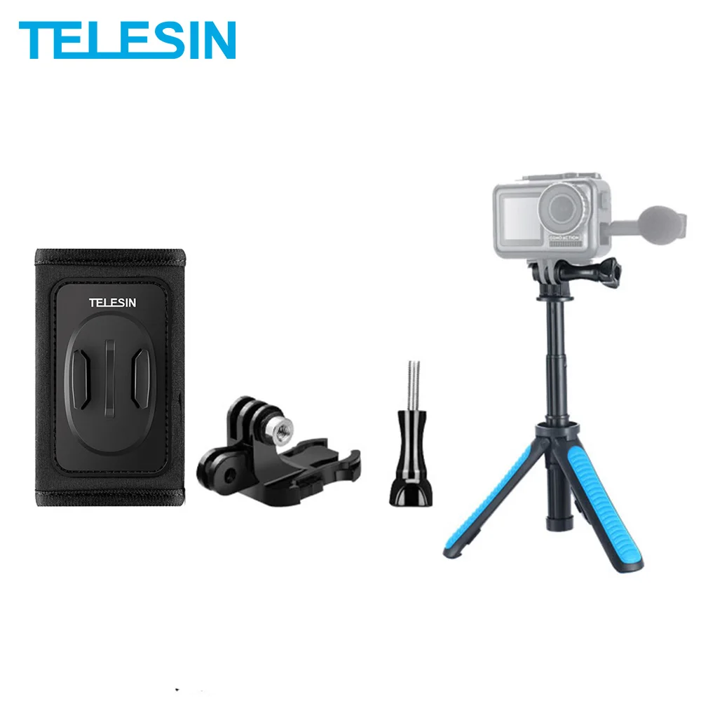 Мини селфи палка TELESIN штатив рюкзак ремень крепление J Hook для GoPro Hero 9 8 Osmo Action Xiaoyi