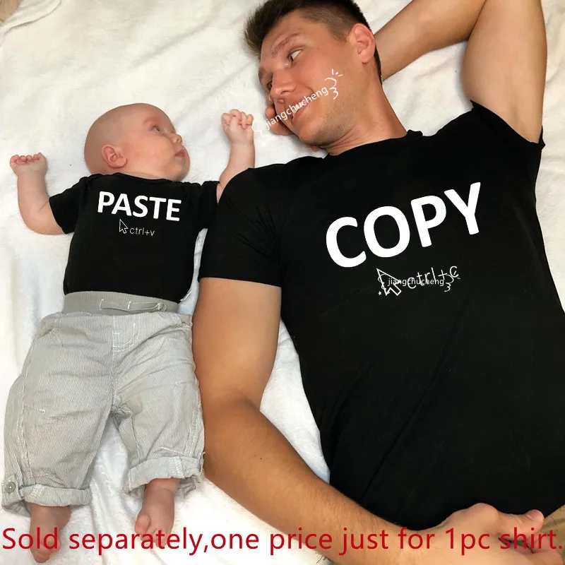 Ctrl C Ctrl V Family Matching Tshirt Father and Daughter Son Shirt Cotton Look Mother Kids Tops Baby Bodysuit Father's Day Gift 5