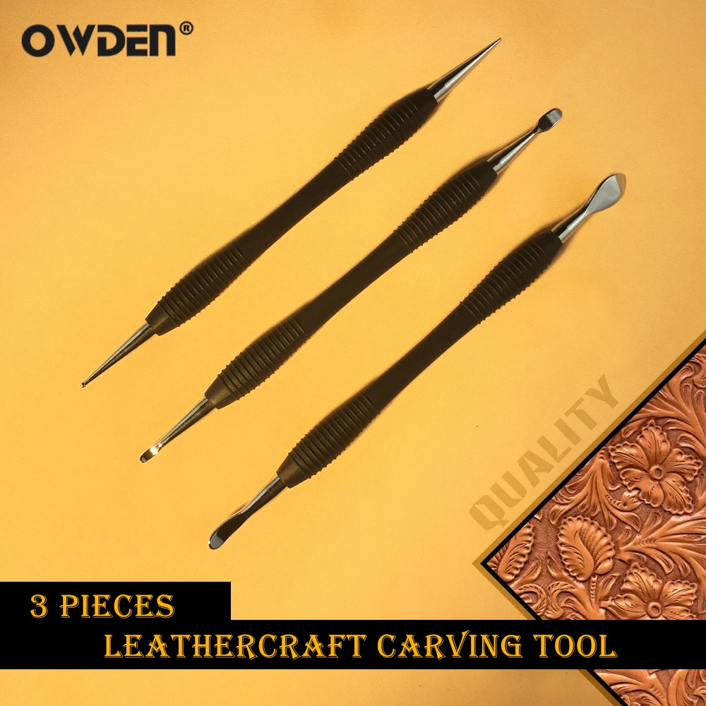 OWDEN 3Pcs Leather Modeling Carving Tools Set Modeling Point Stylus