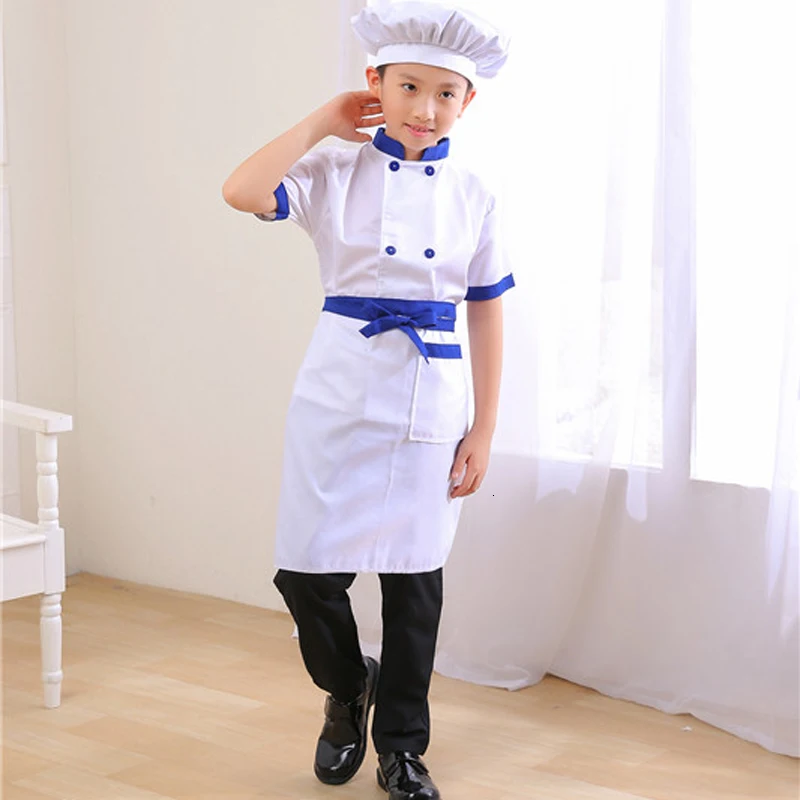 Хэллоуин косплей Ресторан униформа повара дети питание шляпа Дети кухня официант одежда наборы выпечки Ролевые костюмы - Цвет: 3