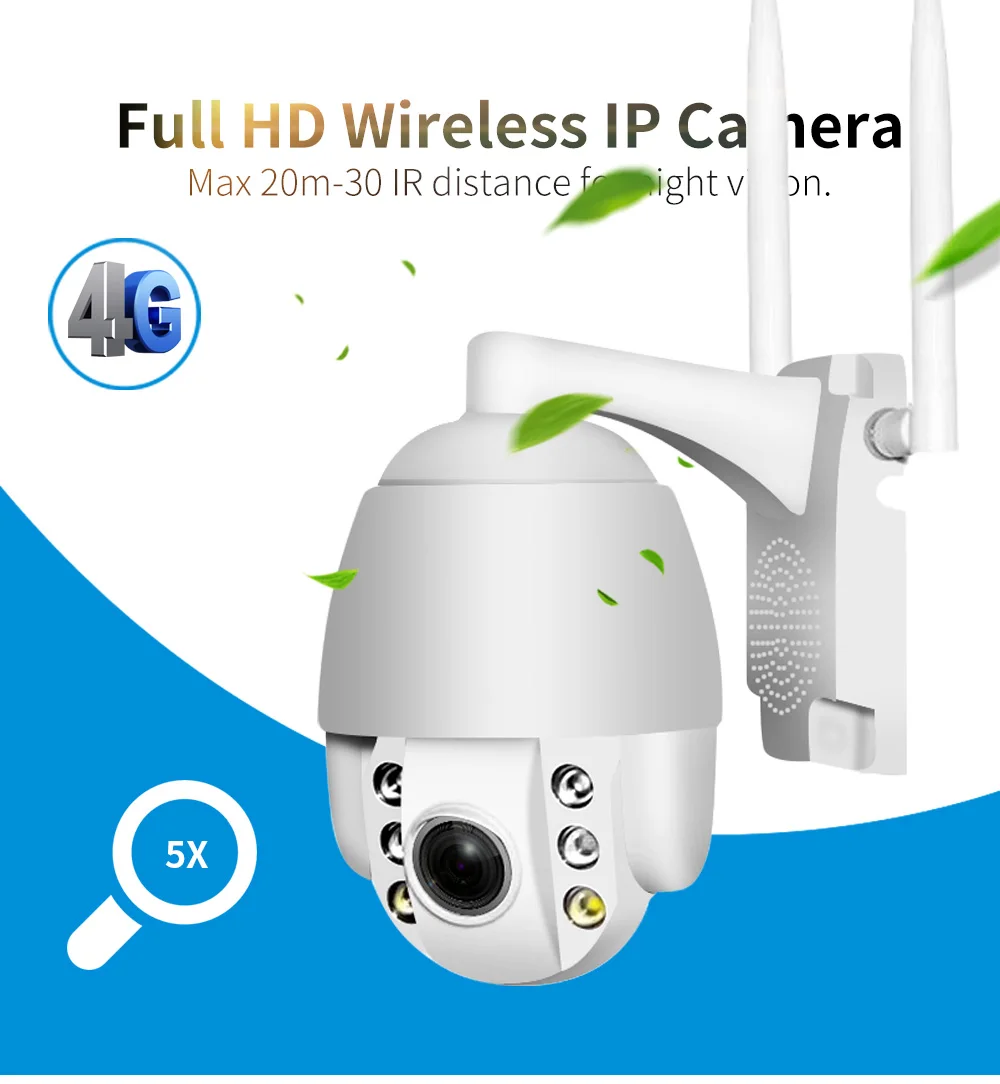 2MP 5MP sim-карта 3g 4G Беспроводная мини PTZ купольная камера 1080P 5MP открытый 5X зум объектив двухстороннее аудио CCTV камера безопасности CamHi