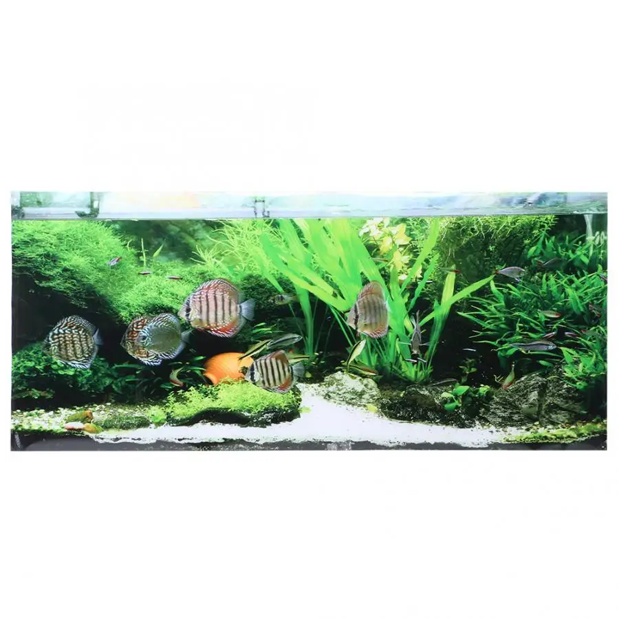 Aquarium Background Poster Decoration Fish Tank Decoration Seabed Small Fish Water Plants Aquarium Background Poster Sticker - Цвет: Зеленый