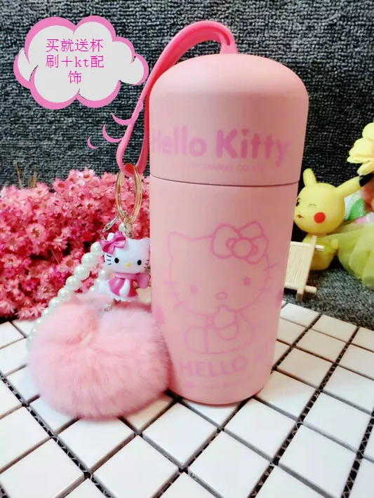 260ml Helloo Kitty Thermos Cup 304 Stainless Steel Water Bottle Pink Kitty Cat Insulated Cup Thermos Flask Hot Water Thermos - Цвет: Kitty-C 260ml