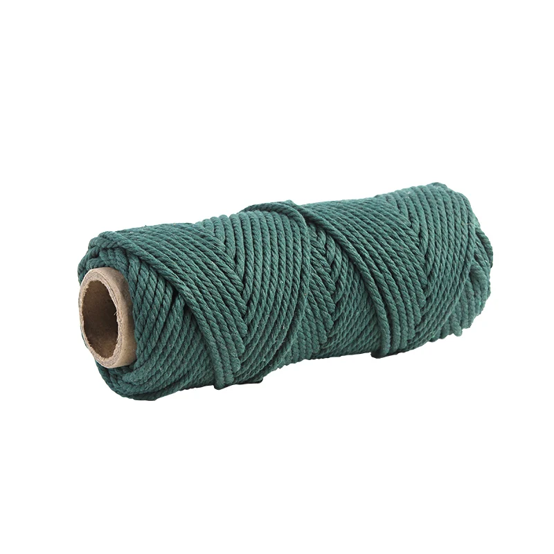 Dark Green 4 мм 50 м макраме DIY хлопчатобумажная веревка вощеный хлопковый шнур гобелен материал домашний текстиль - Цвет: Dark Green