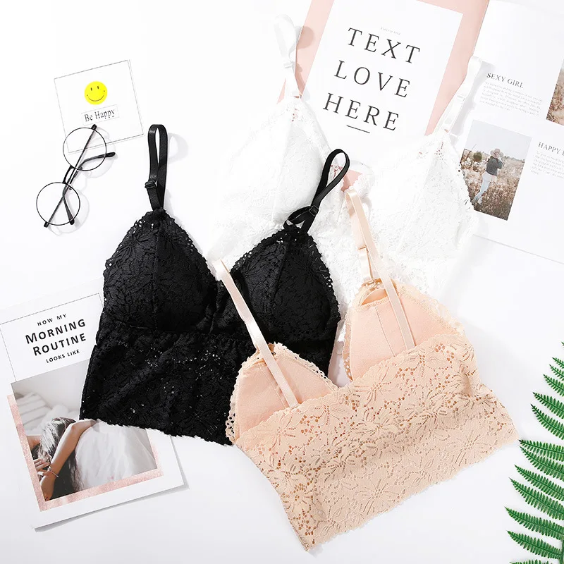 

Sexy Floral Lace Bralette Female Lingerie Women's Intimates Thin Push-up 3/4 Cup Vest Bra super comfortable Underwear new