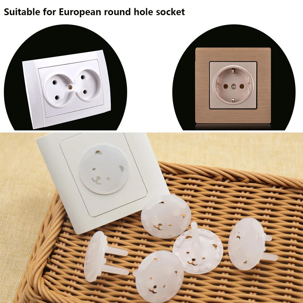 10X  EU Power Kids Bear Socket Covers Baby Guard Mains Safety Protector ABS HOT