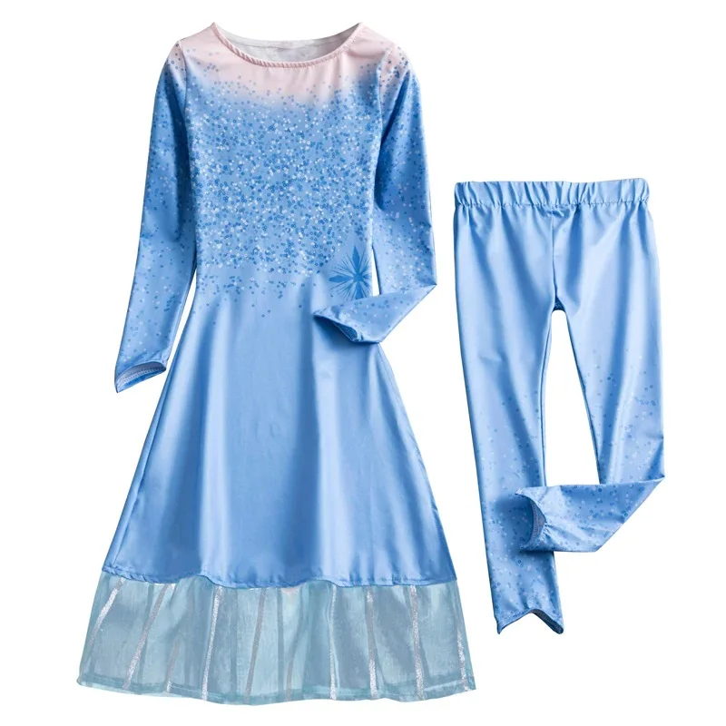 Elsa Clothing Set Г. Платье Снежной Королевы 2 реплики, костюм для девочек, костюм принцессы Эльзы, детский маскарадный костюм Эльзы на Хэллоуин - Цвет: Elsa Clothing Set