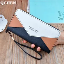 

Women's wallet Long section Color matching hand strap wallets new women's version of the cartoon zipper student coin purse 583