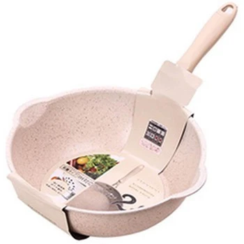 

2x Thickened Bottom Stone Frying Pan Multifunction Non-Stick Pans Deep Nougat Pot Big Mouth Wok Pan 28cm & 20cm