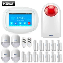 KERUI K52 сенсорный экран потрясающий дизайн 4,3 дюймов TFT цветной дисплей wifi+ GSM плоский стол сигнализация детектор дыма