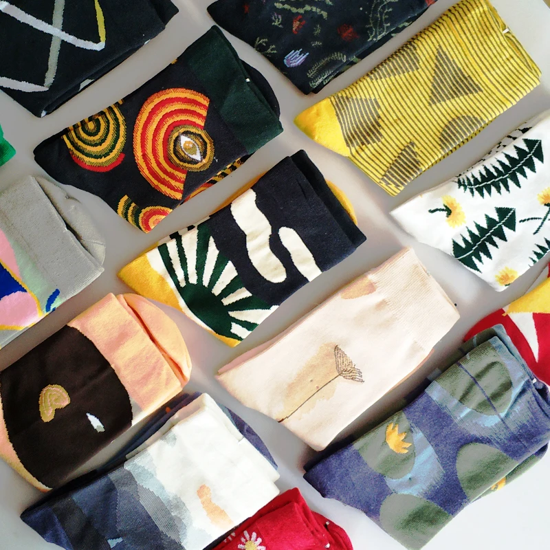 Funny Cotton Cartoon Streetwear Skateboard Novelty Korean Winter Sports Female Warm Socks Cute Crazy Short Happy Men Women Socks