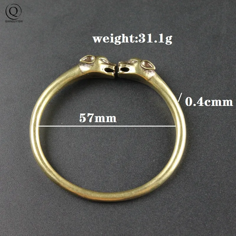 Punk Brass Leopard Bangles Bracelet for Men Women Jewelry Fashion Accessories Retro Solid Copper Unique Animal Cuff Bracelets