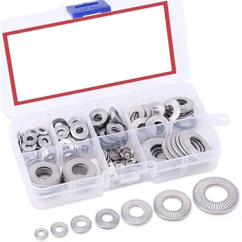 

128-Pcs Metric Spring Washers Gasket 304 Stainless Steel Spring Disc Washer Assortment Set(M3 - M12)
