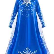 Костюм Эльзы; платье для девочек со снежинками; зимние Вечерние платья на Хэллоуин