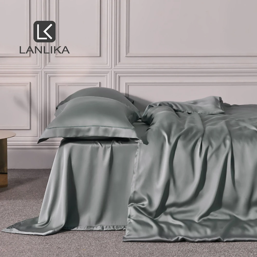 Lanlika 2020 6A класс благородный синий 100% натуральный шелк Комплект постельного белья