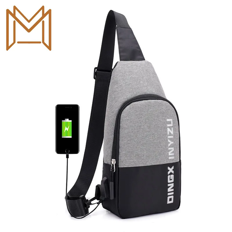 

Man Bag 2019 Tide Schoolboy Leisure Time Single Shoulder Satchel Small Backpack Canvas Chest Package Male Usb Charge