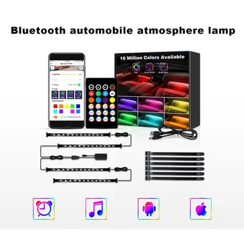 

Usb Bluetooth Atmosphere Light Led Car Light Foot Colorful Light With Remote Control Music Rhythm Suit Waterproof Light Belt