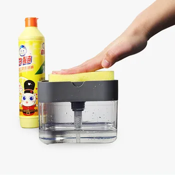 

1Pcs Non-toxic Multi-function Kitchen Accessories Bottle Pressing Design Cleaning Tools Silver/Black Sponge Rack Soap Dispenser