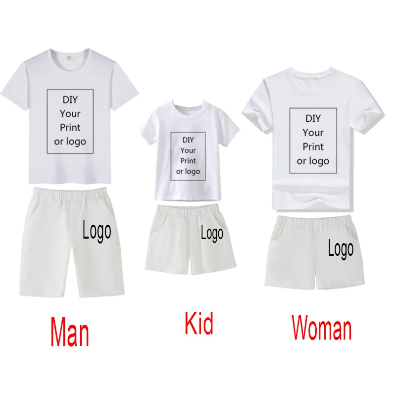 

Custom Print T-Shirt DIY Your Favorite Photo or Logo Modal T-shirt and Shorts Trend Family Wear Lovers Full Set of Clothes