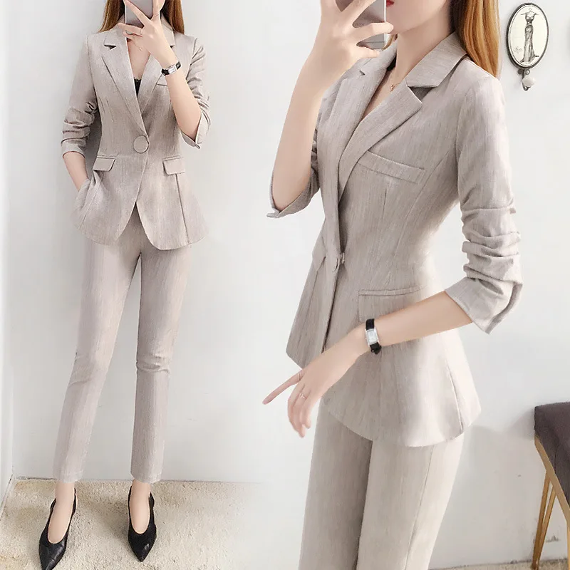 

2019 Autumn New Style Western Style Business Suit WOMEN'S Suit Fashion Network Red Slimming by Age Pants Two-Piece Set Elegant