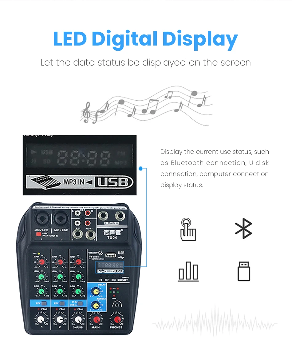 para computador, interface de áudio 48v, poder fantasma