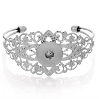 

10pcs Newest Gold Vintage Flower Snap Bracelet Bangles Cuff 18MM Snap Jewelry Buttons Bracelets for Women
