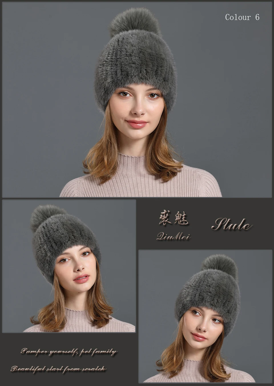 Вязаная меховая шапка из натуральной норки skullies beanies Новинка женские модные повседневные зимние женские шапки из натурального меха одноцветные