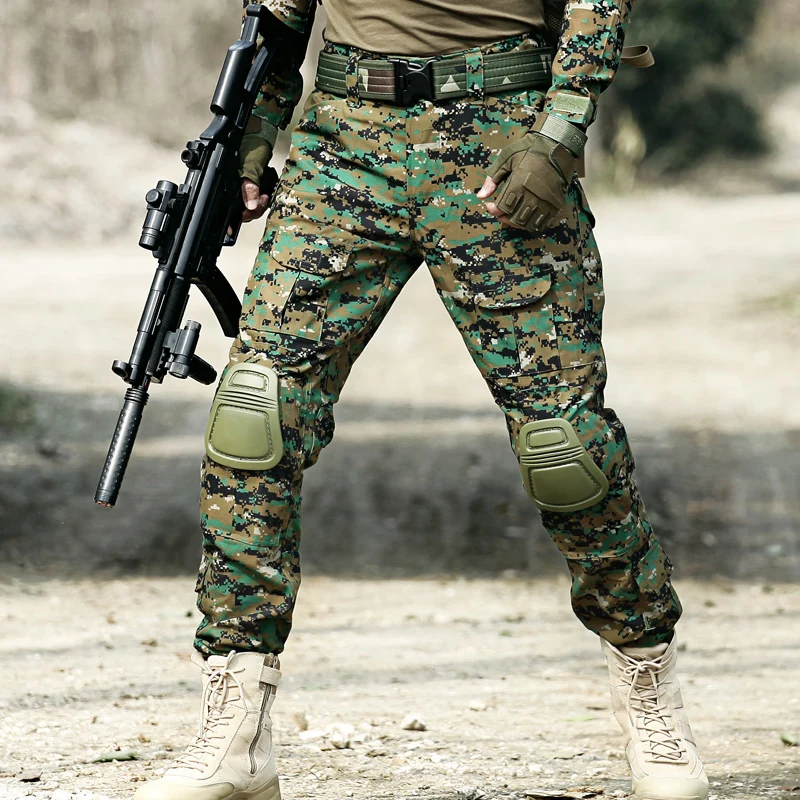 Тактические Брюки армейские военные брюки карго с наколенниками для работы на открытом воздухе Cambat брюки мужские брюки полицейские Aisoft охотничьи камуфляжные брюки - Цвет: Jungle digital