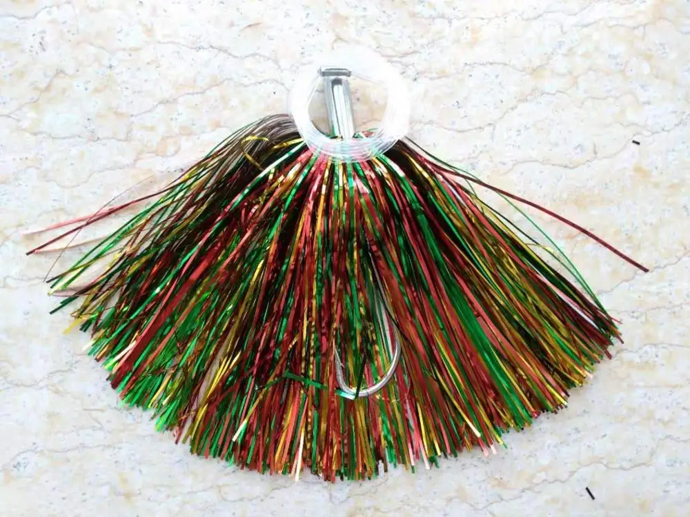 30g Trolling Fishing Tackle Metal Head Synthetic Glass Fiber Skirt Lures with hook line | Спорт и развлечения