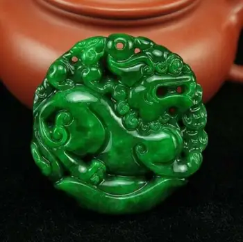 

Green Jade Pendant For Security And Peace Pi Yao Amulet Animal Statue Safe And Good Luck Exquisite Jewellery Gift