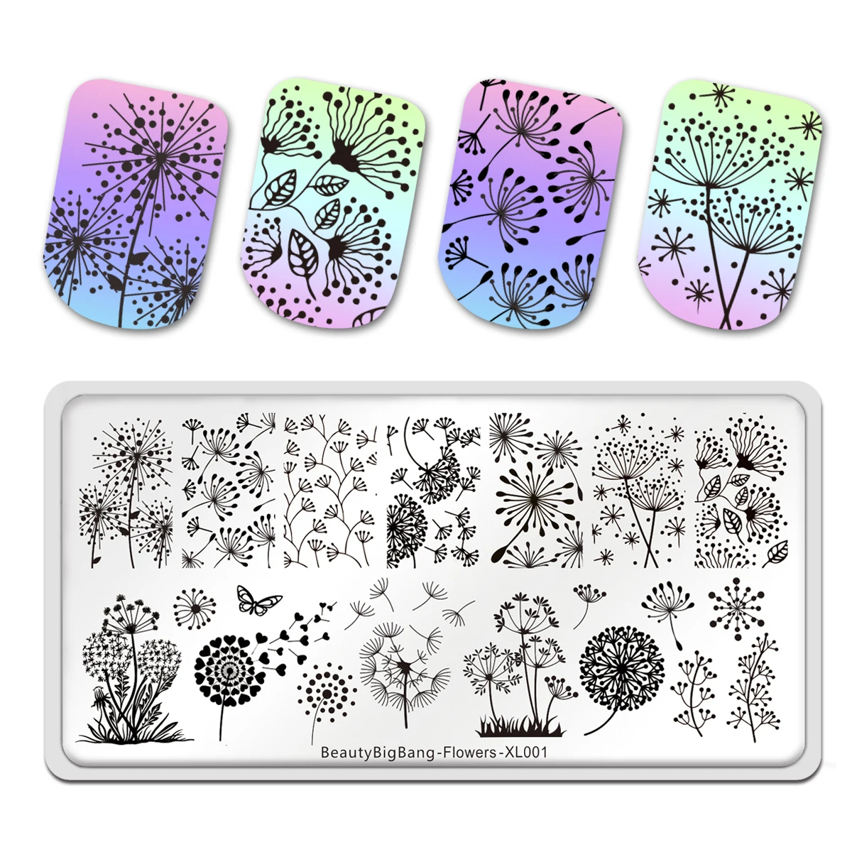 

BeautyBigBang 6*12cm Nail Stamping Plate DIY Dandelion Flowers Theme Nail Art Image Template