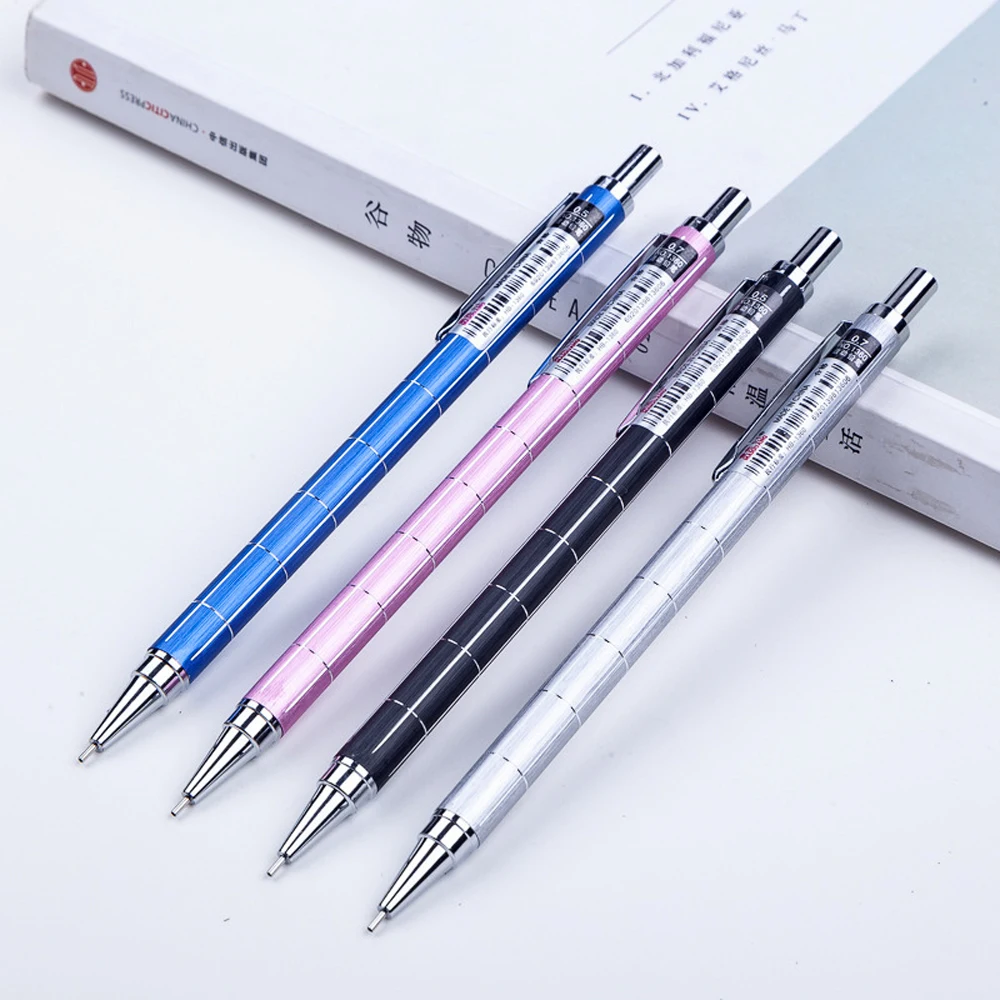2Pcs 0.7mm 0.5mm Mechanical Pencil Set HB Automatic Pencils Metal Writting School Office Supplies Stationery | Канцтовары для офиса