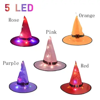 

Sombrero luminoso de bruja para adultos disfraz de Halloween accesorios de fiesta Cosplay decoracion
