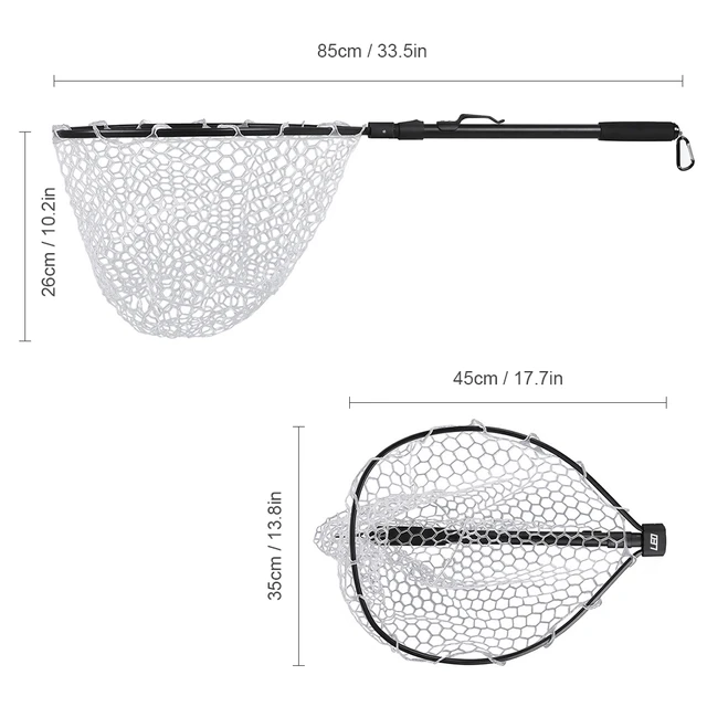 Leo Fly Fishing Net Fish Landing Net With Folding Aluminum Handle