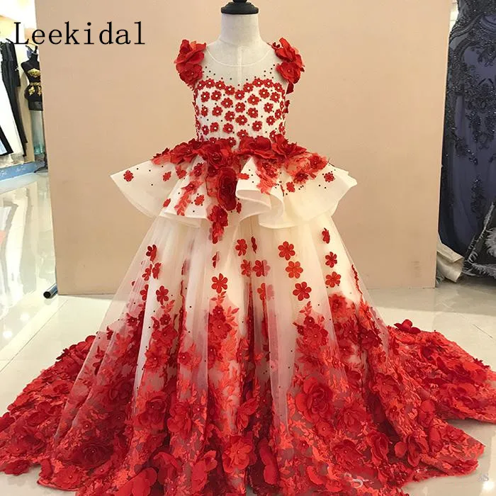 beautiful-red-flower-girl-dresses-floral