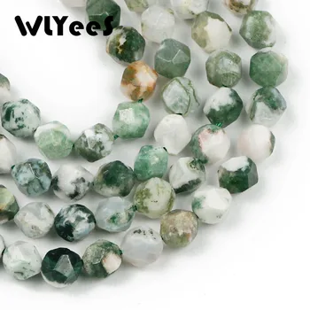 

WLYeeS Natural Stone beads Tree Agates Loose Spacer beads for Charms Jewelry Beaded bracelet Earring Making DIY Accessories 15''