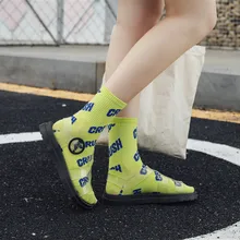 Женские носки для отдыха с буквенным принтом, большие размеры, женские модные хлопковые носки с буквенным принтом, носки в 9 цветах, Calcetines Navidad, удобные