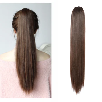 

ValentWigs 24'' Long Straight Claw Ponytail Clip In Synthetic Hair Extensions Pure Color Ponytail Hair Accessories for Women