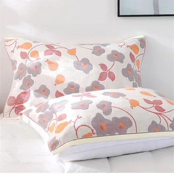 

Printed Cotton Pillow cover towel Four Layers of Gauze Pillow Towel Adult Pillow Cover Thickened Pillowcases 50*75cm bed pillow